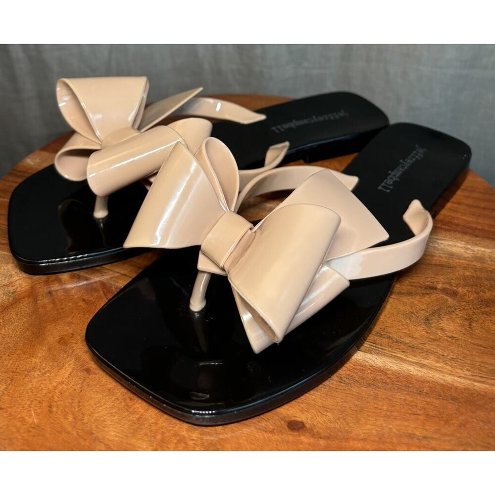 JEFFREY CAMPBELL Women’s Size 7 Pink Sugary Sandals Flip Flops With Bow Coquette